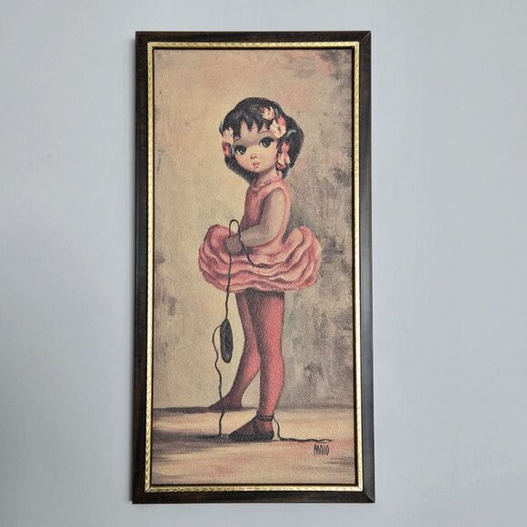 Vintage Maio Big Eye Ballerina Prints – 1960s Metal Frame Wall Art – Litho in US - Picture 3 of 16